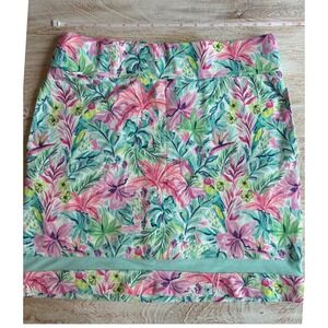 NWOT Stella Parker Skort Women Small Pink Green Floral Tropical Golf Tennis